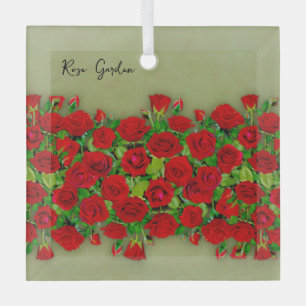Levendige rode rozen tuin bloemmotief glas ornament