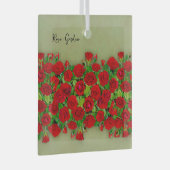 Levendige rode rozen tuin bloemmotief glas ornament (Voorkant Rechts)