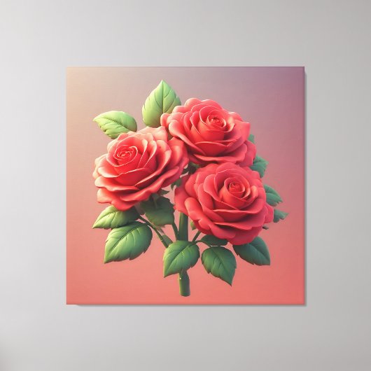 Levendige rode rozenboeket canvas afdruk (Voorkant)
