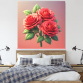 Levendige rode rozenboeket canvas afdruk (Insitu (Slaapkamer))