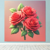 Levendige rode rozenboeket canvas afdruk (Insitu (Houten vloer))