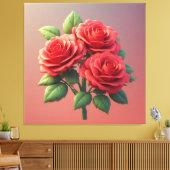Levendige rode rozenboeket canvas afdruk (Insitu (Woonkamer))