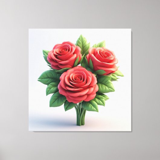 Levendige rode rozenboeket canvas afdruk (Voorkant)