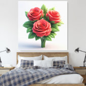 Levendige rode rozenboeket canvas afdruk (Insitu (Slaapkamer))