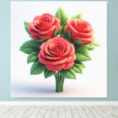 Levendige rode rozenboeket canvas afdruk (Insitu (Houten vloer))