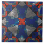 Levendige rode Starburst met rustgevende blauwe ac Tegeltje (Voorkant)