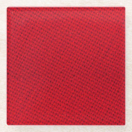 Levendige rode stof textuur glazen onderzetter (Voorkant)