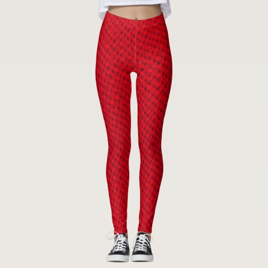 Levendige rode stof textuur leggings (Voorkant)