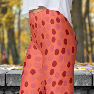 Levendige rode tomaat en rode polka dot patroon leggings