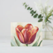 Levendige rode tulp bloemkunst briefkaart (Staand voorkant)