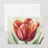 Levendige rode tulp bloemkunst briefkaart (Voorkant / Achterkant)