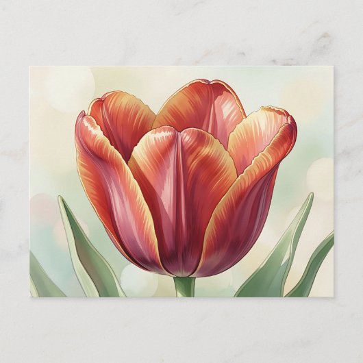 Levendige rode tulp bloemkunst briefkaart (Voorkant)
