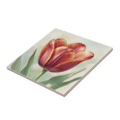 Levendige rode tulp bloemkunst tegeltje (Zijkant)