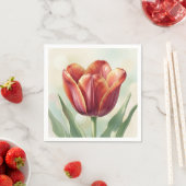Levendige Rode Tulp Bloemschildering Servet (Insitu)
