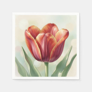Levendige Rode Tulp Bloemschildering Servet