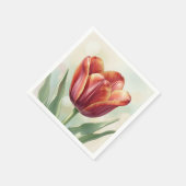 Levendige Rode Tulp Bloemschildering Servet (Hoek)