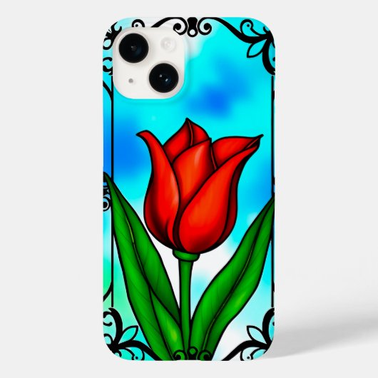Levendige rode tulp Case-Mate iPhone case (Achterkant)