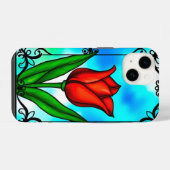 Levendige rode tulp iPhone hoesje (Achterkant horizontaal)