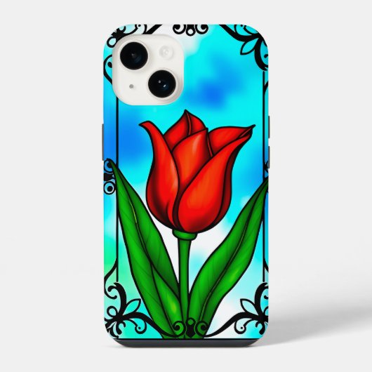 Levendige rode tulp iPhone hoesje (Achterkant)