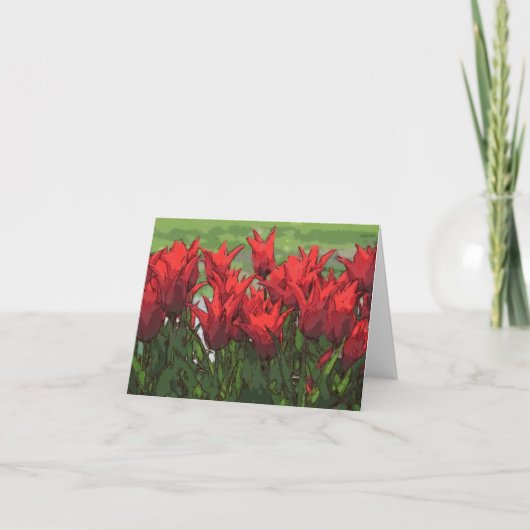 Levendige Rode Tulpen van Aquarel Kaart (Voorkant)