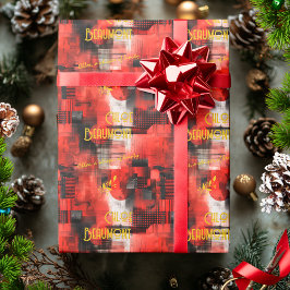 Levendige rode Urban Inspired Gift Wrap Cadeaupapier