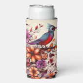 Levendige rode vogel & wilde bloem botanische natu seltzer blikjeskoeler (Seltzer Voorkant)