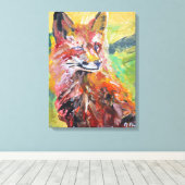 Levendige Rode Vos Expressionist Canvas Afdruk (Insitu (Houten vloer))
