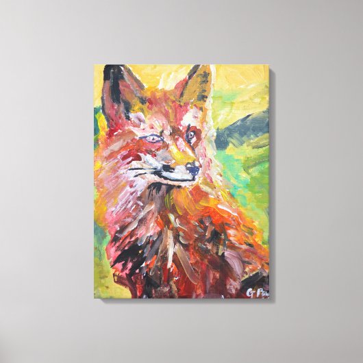 Levendige Rode Vos Expressionist Canvas Afdruk (Voorkant)