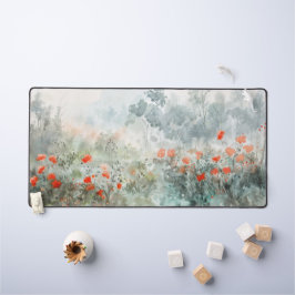 Levendige rode wilde bloemen bureaumat