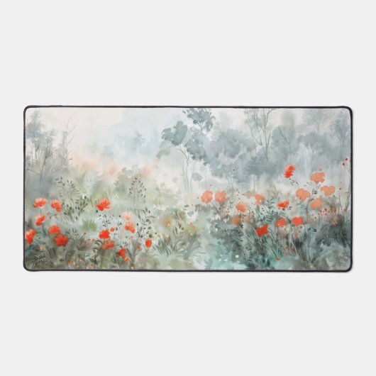 Levendige rode wilde bloemen bureaumat (Voorkant)