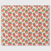 Levendige rode & witte aardbei cadeaupapier (Vlak)