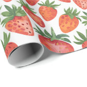 Levendige rode & witte aardbei cadeaupapier (Rol Hoek)