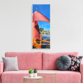 Levendige Rode Zeilen Zeilboot Nautische jachthave Canvas Afdruk (Insitu (Woonkamer))