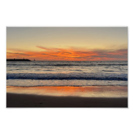 Levendige rode zonsondergang - Venice Beach, Calif Foto Afdruk