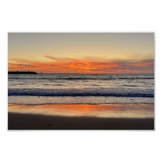 Levendige rode zonsondergang - Venice Beach, Calif Foto Afdruk (Voorkant)