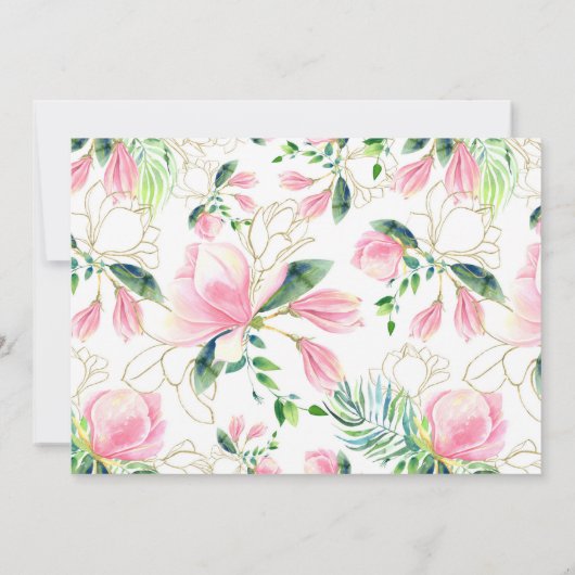 Levendige romantische tropische bloemen Magnolia b Kaart (Achterkant)