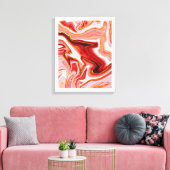 Levendige Rood en Goud Abstracte Kunst Canvas Afdruk (Insitu (Woonkamer))