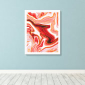 Levendige Rood en Goud Abstracte Kunst Canvas Afdruk (Insitu (Houten vloer))