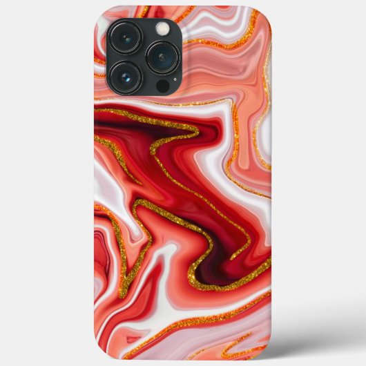 Levendige Rood en Goud Abstracte Kunst Case-Mate iPhone Case (Achterkant)