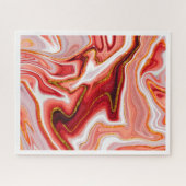 Levendige Rood en Goud Abstracte Kunst Legpuzzel (Horizontaal)
