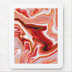 Levendige Rood en Goud Abstracte Kunst Muismat