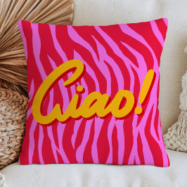 Levendige rood & roze zebraprint patroon Ciao! Kussen