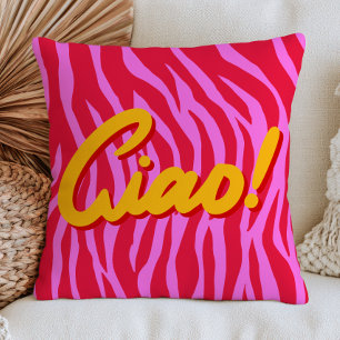 Levendige rood & roze zebraprint patroon Ciao! Kussen