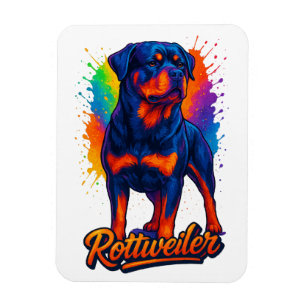 Levendige Rottweiler Pop Art – Krachtige Neon Hond Magneet