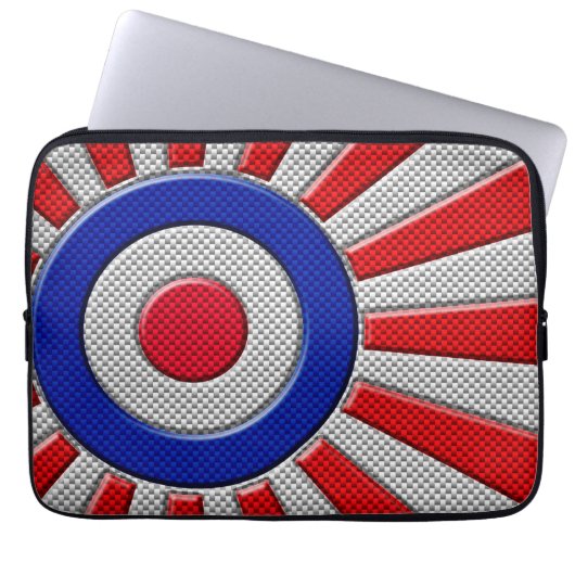 Levendige Roundel Sunburst Design Carbon Fibre Sty Laptop Sleeve (Voorkant)