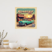 Levendige Route 66 Road Trip - Retro Pop Art Poster (Keuken)