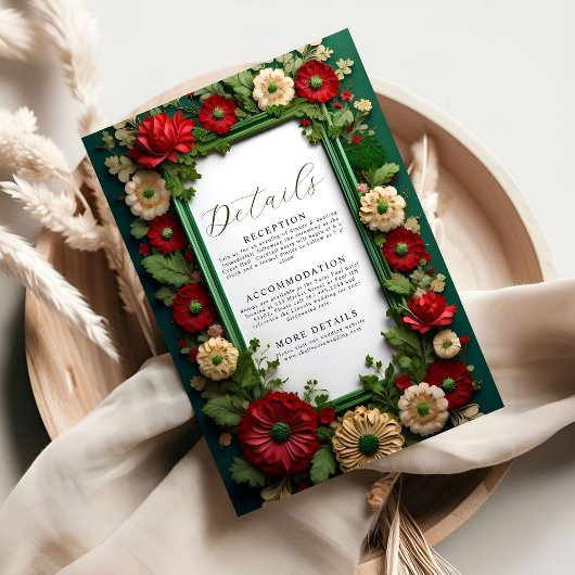 Levendige Royal Green Bouquet Details Kaart behuiz