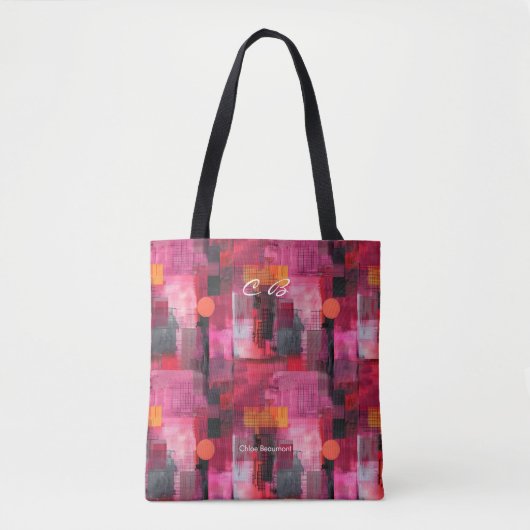 Levendige roze Abstracte gepersonaliseerde Canvas Tote Bag (Voorkant)