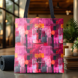 Levendige roze Abstracte gepersonaliseerde Canvas Tote Bag