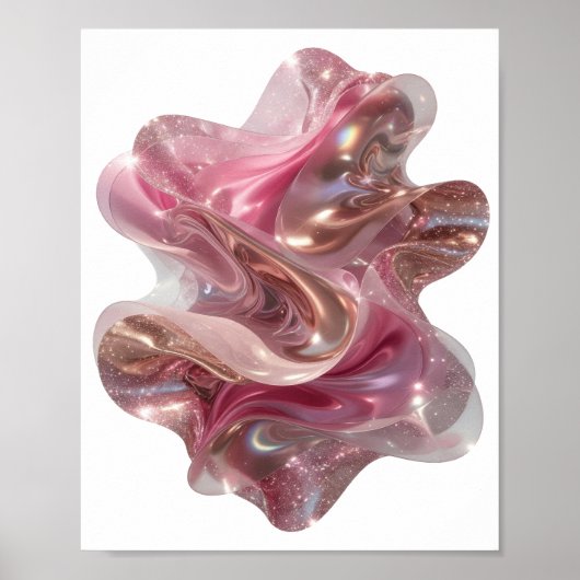 Levendige Roze ABSTRACTE KUNST Kunstprint Poster (Voorkant)